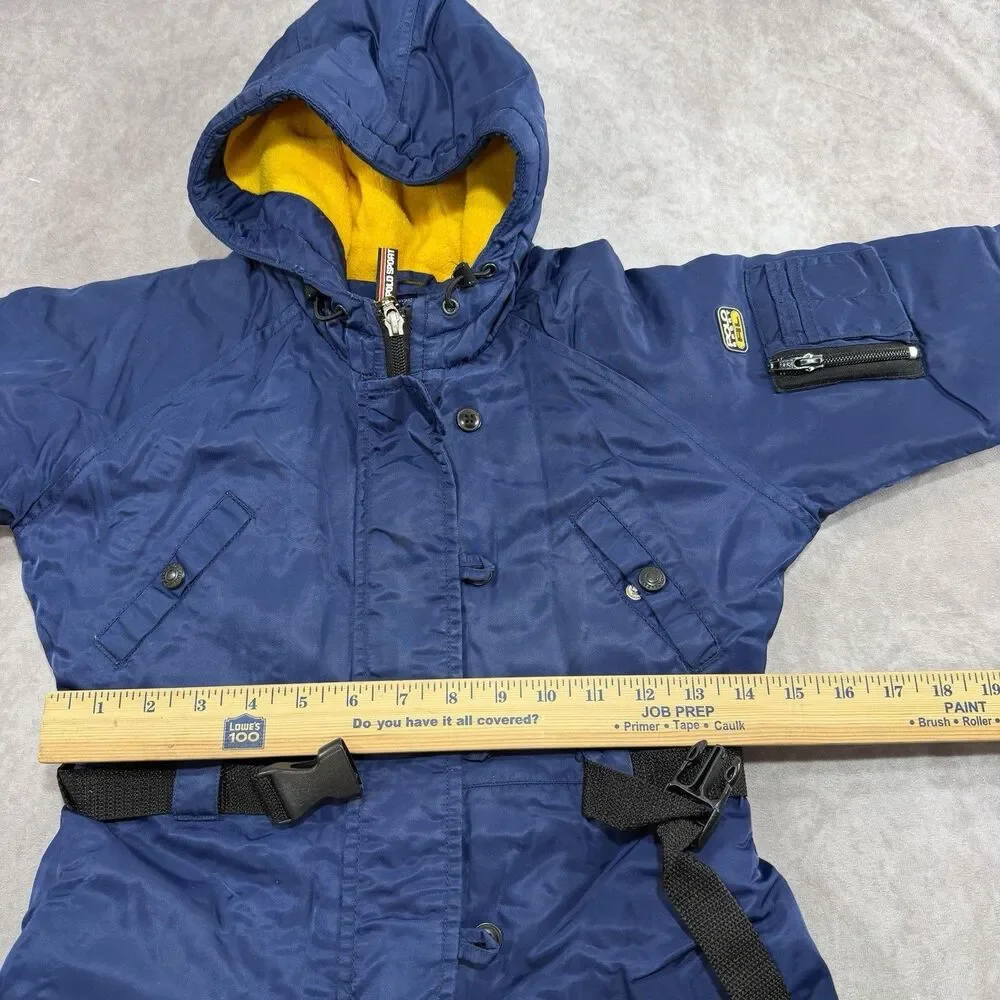 Vintage Polo Sport Snowsuit Size 4T Blue Ralph Lauren Puffer Zip Up Belted